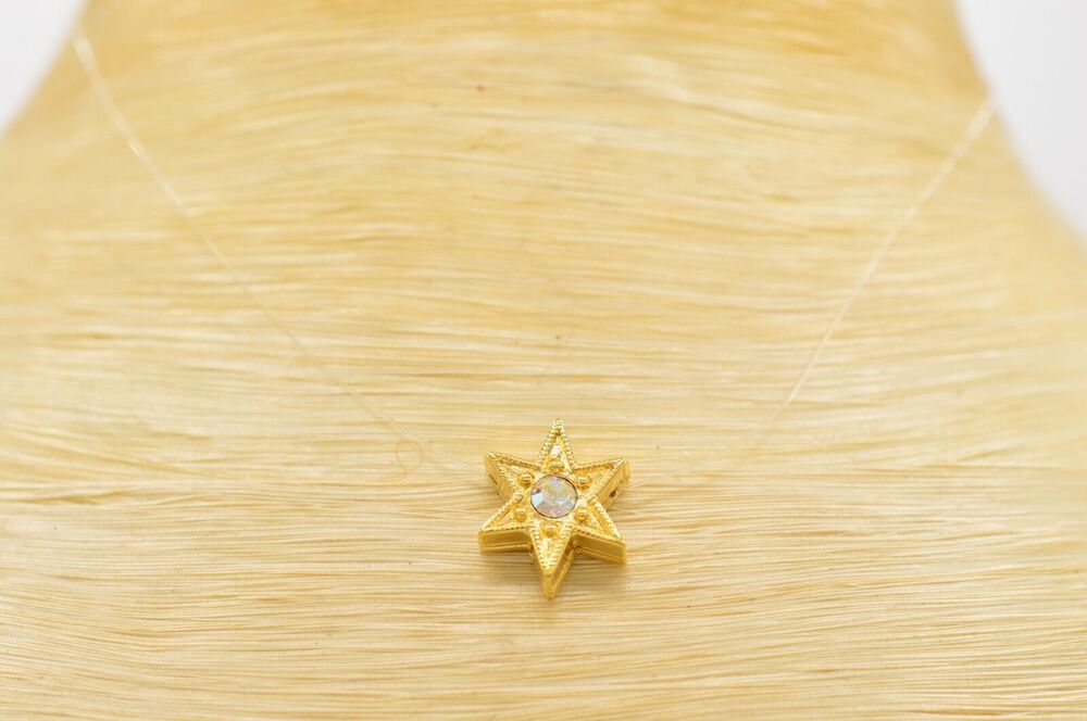 Kirks Folly Vintage Necklace Floating Pendant Star Aurora Borealis Signed BinK